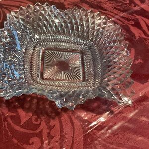 Elegant Crystal Cut Glass Bowl lite blue